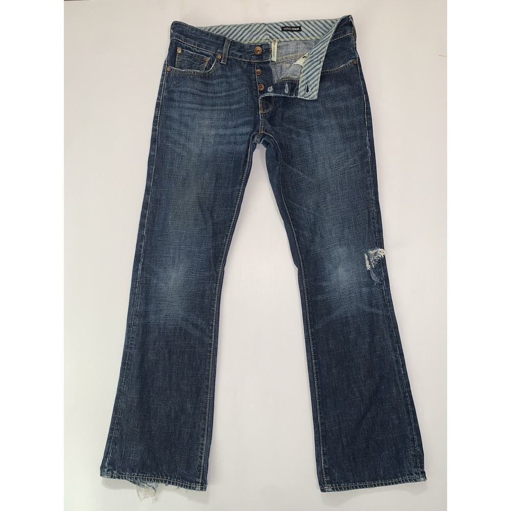 VTG‎ Guess Premium Men 32x33 Blue Jeans Falcon Low Rise Boot Cut Button Fly Y2K